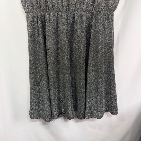 Torrid Plus Sz 2X Dress Mini Glitter Lurex Surplice Tiered Faux‎ Wrap Silver 964 - Picture 10 of 15